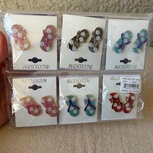 Reseller Bundle 12 Pairs: Rhinestone Flip Flop Earrings Set
